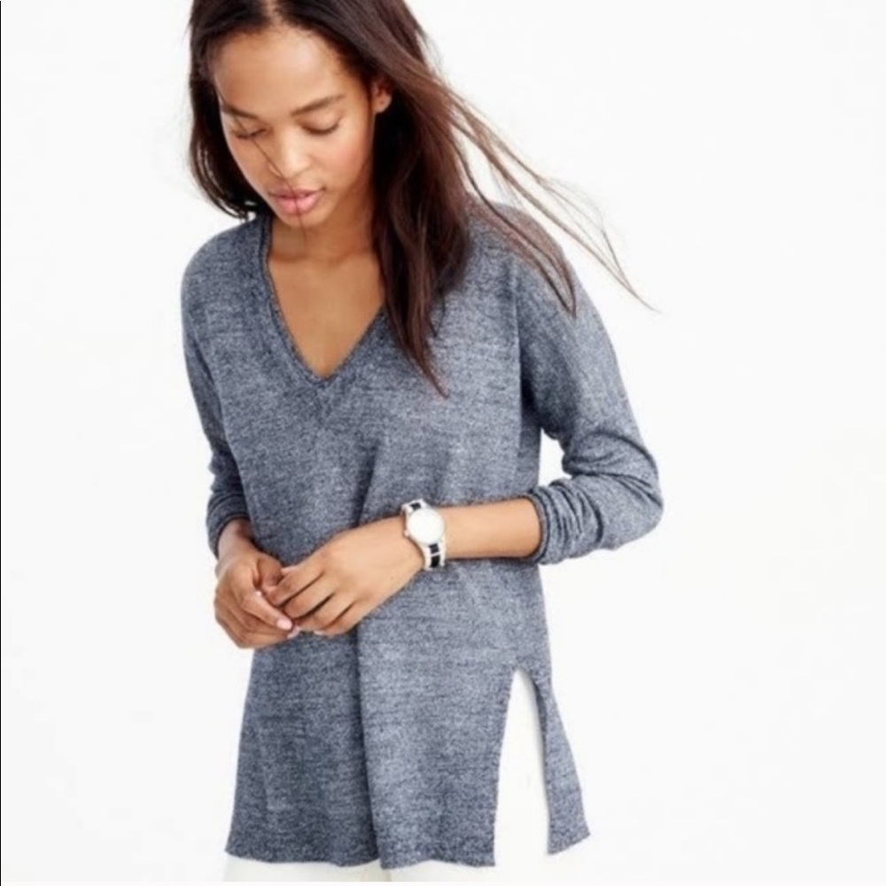 Sold- J. Crew Merino Wool Linen V Neck Sweater - Picture 2 of 7